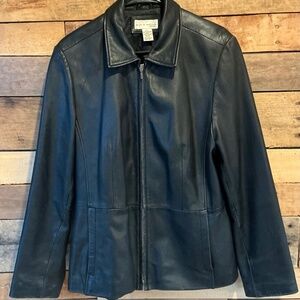 Croft & Barrow Women L Black‎ Soft Lambskin Leather Coat Jacket Classic Y2K Luxe